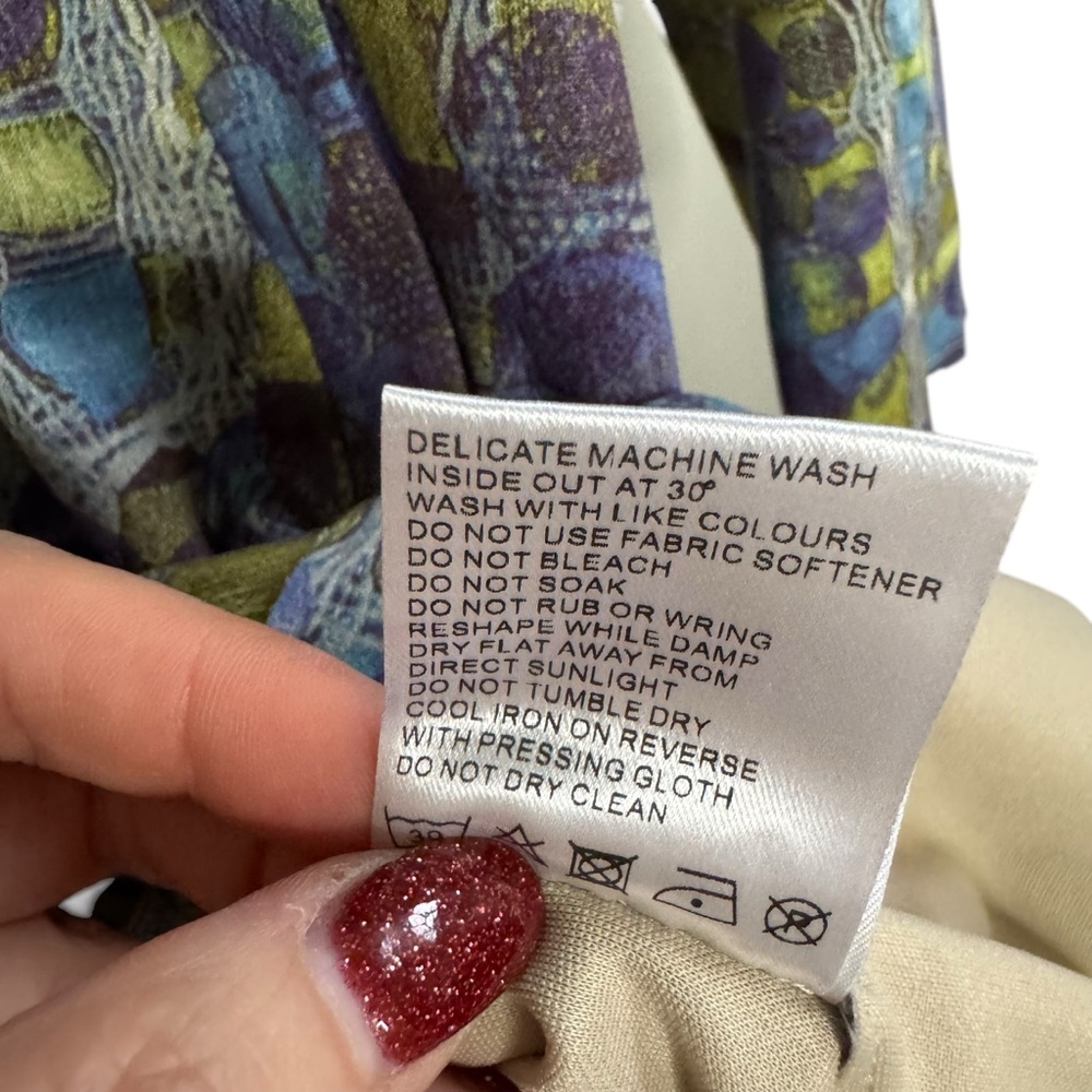 Adore Print Trench Coat Green Blue Geometric Print Size Small NWT - Picture 4 of 10